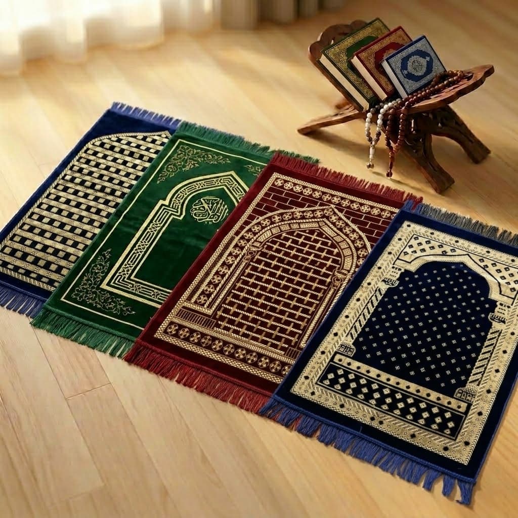 Premium Velvet Prayer Mat (Jai Namaz) – Lightweight, Foldable & Travel-Friendly Islamic Prayer Rug | Soft Janamaz by Safar-e-Haram