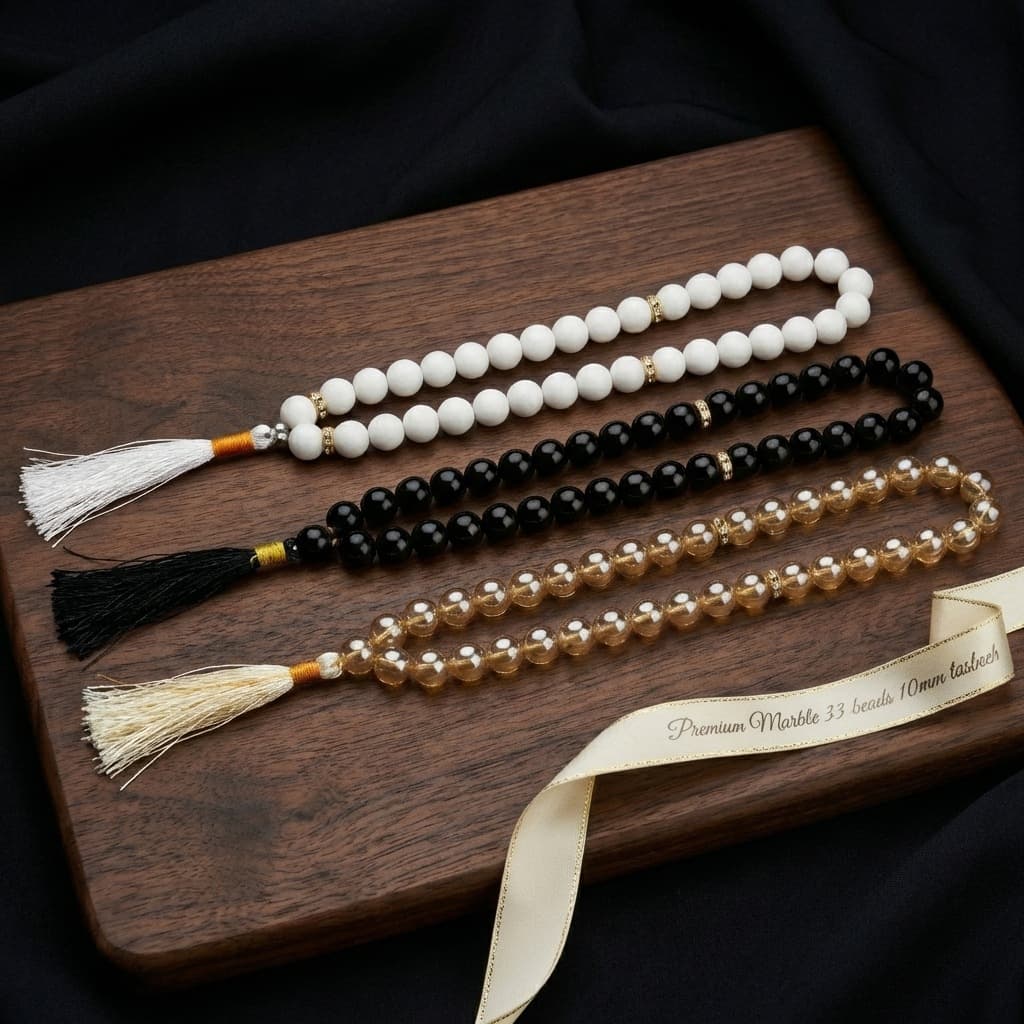 Premium Marble 33 Beads Tasbeeh – 10mm Premium Zikr Prayer Beads (Multi Color Misbaha)